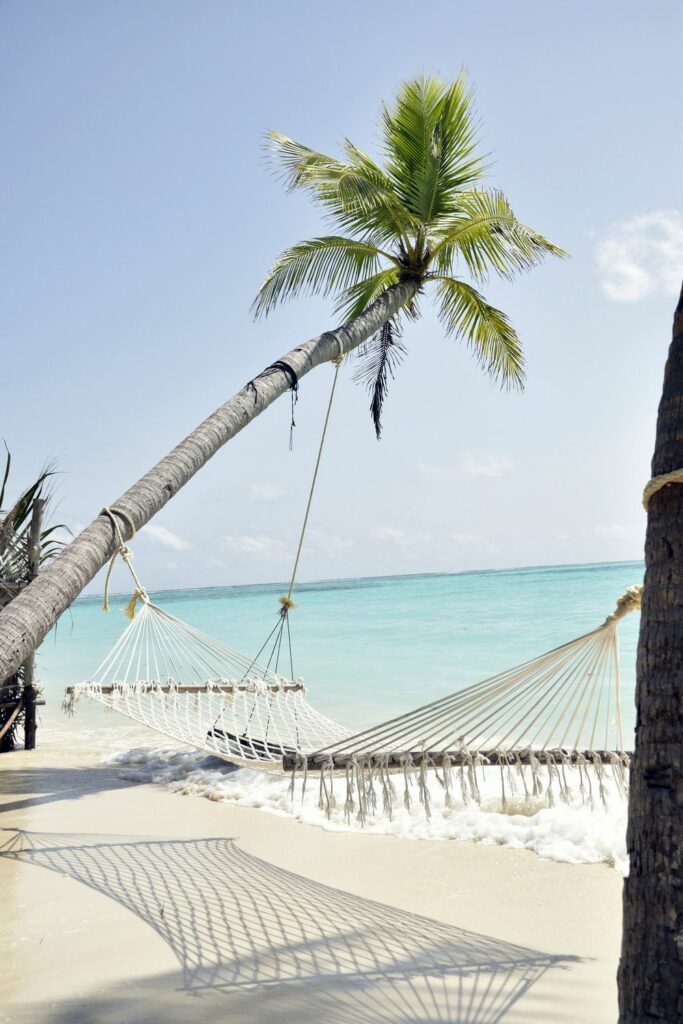 himandhoo, maldives beach with a hammok